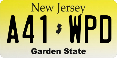 NJ license plate A41WPD