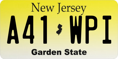 NJ license plate A41WPI