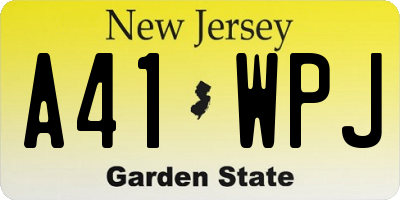 NJ license plate A41WPJ