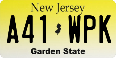 NJ license plate A41WPK