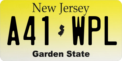 NJ license plate A41WPL