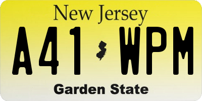 NJ license plate A41WPM