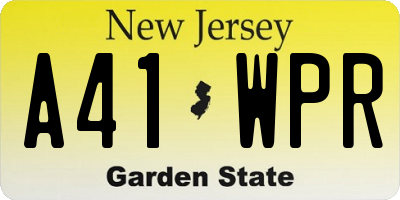 NJ license plate A41WPR