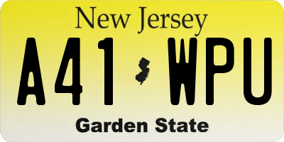NJ license plate A41WPU