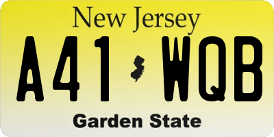 NJ license plate A41WQB