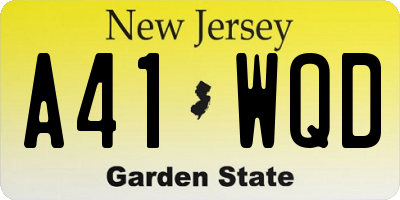 NJ license plate A41WQD