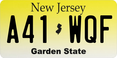 NJ license plate A41WQF