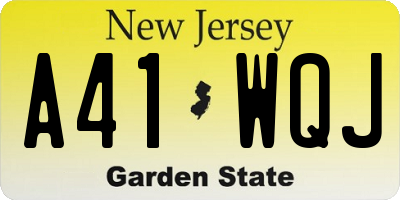 NJ license plate A41WQJ