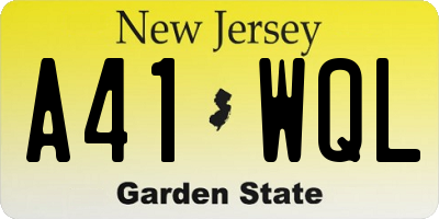 NJ license plate A41WQL