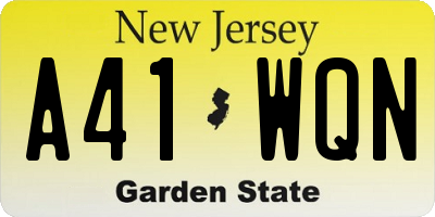 NJ license plate A41WQN