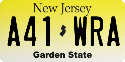 NJ license plate A41WRA