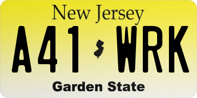 NJ license plate A41WRK
