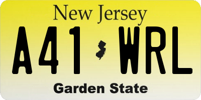 NJ license plate A41WRL