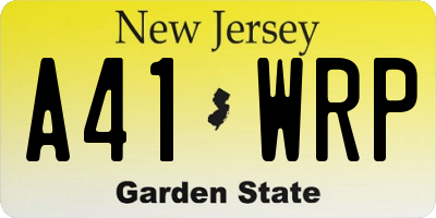 NJ license plate A41WRP