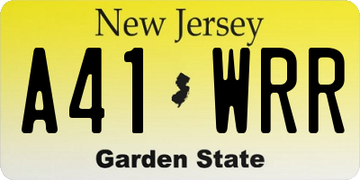 NJ license plate A41WRR
