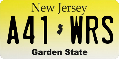 NJ license plate A41WRS