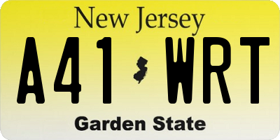 NJ license plate A41WRT