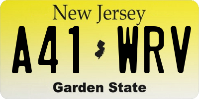 NJ license plate A41WRV