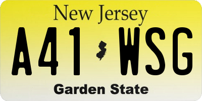 NJ license plate A41WSG
