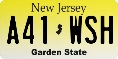 NJ license plate A41WSH