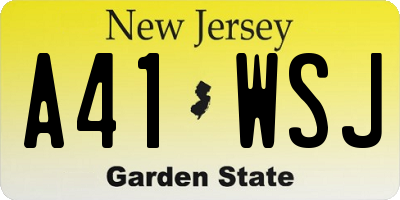 NJ license plate A41WSJ