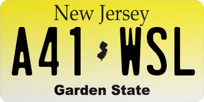 NJ license plate A41WSL