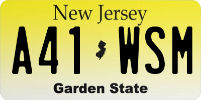 NJ license plate A41WSM