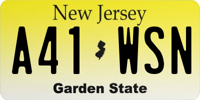 NJ license plate A41WSN