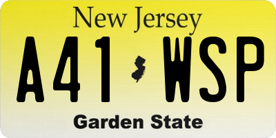 NJ license plate A41WSP