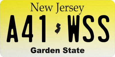 NJ license plate A41WSS