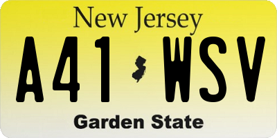 NJ license plate A41WSV