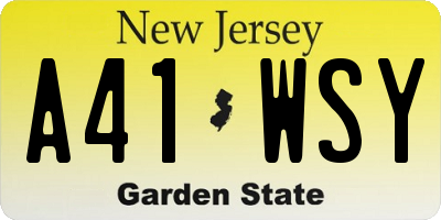 NJ license plate A41WSY