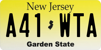 NJ license plate A41WTA