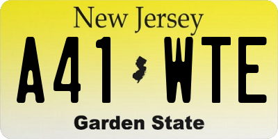 NJ license plate A41WTE