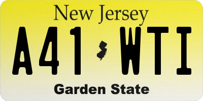 NJ license plate A41WTI