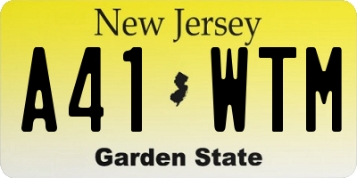NJ license plate A41WTM