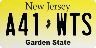NJ license plate A41WTS
