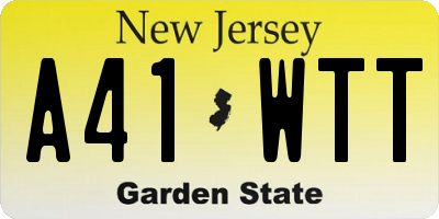 NJ license plate A41WTT