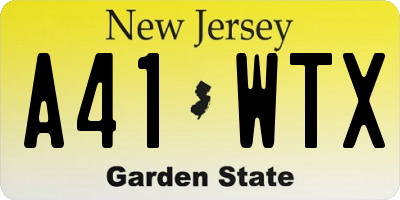 NJ license plate A41WTX