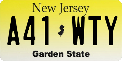 NJ license plate A41WTY