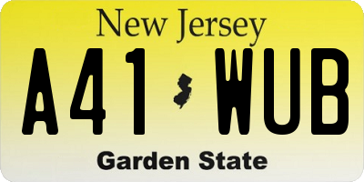 NJ license plate A41WUB
