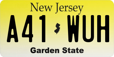 NJ license plate A41WUH