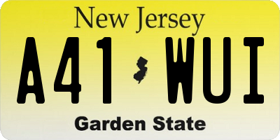 NJ license plate A41WUI