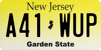 NJ license plate A41WUP