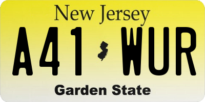 NJ license plate A41WUR
