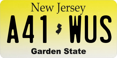 NJ license plate A41WUS