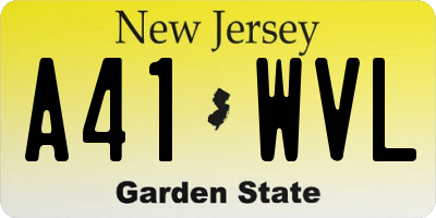 NJ license plate A41WVL