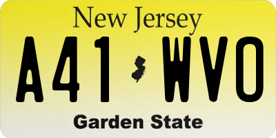 NJ license plate A41WVO