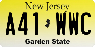 NJ license plate A41WWC