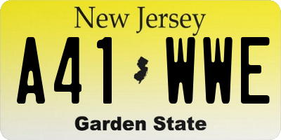 NJ license plate A41WWE